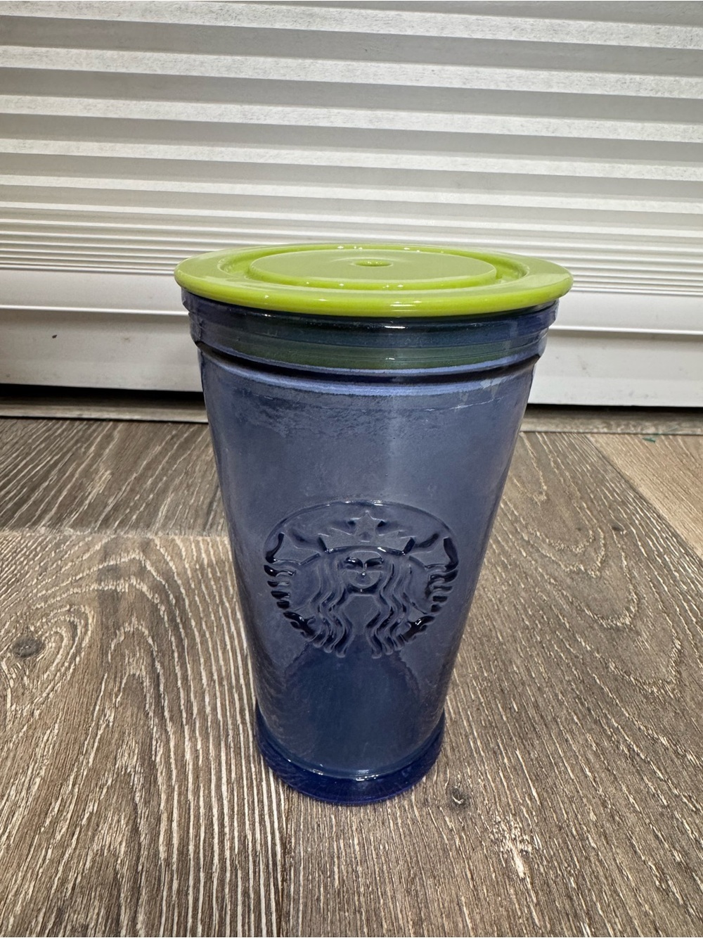 Starbucks Limited Edition Hawaii 16oz Blue Glass Reusable Tumbler with Green Lid